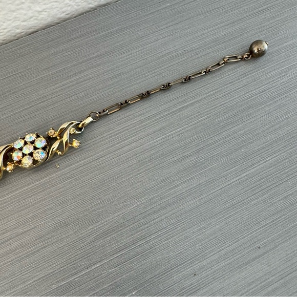 Vintage Aurora Borealis Crystal Choker Gold Tone 1950s Style - Picture 6 of 10